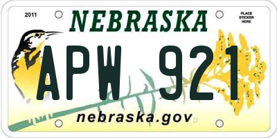 NE license plate APW921