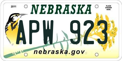 NE license plate APW923