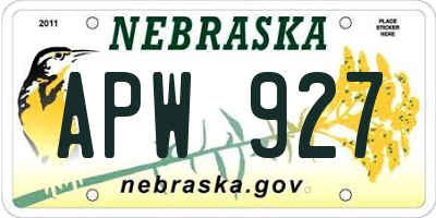 NE license plate APW927