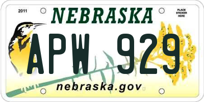 NE license plate APW929