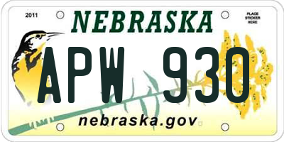 NE license plate APW930