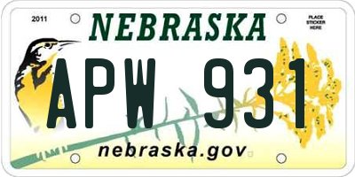 NE license plate APW931