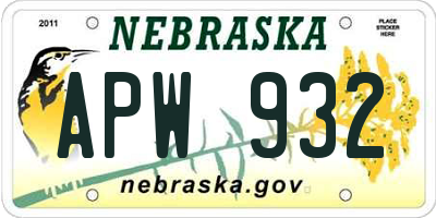 NE license plate APW932