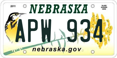 NE license plate APW934