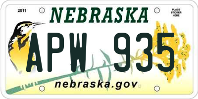 NE license plate APW935