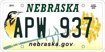NE license plate APW937