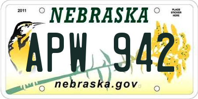 NE license plate APW942