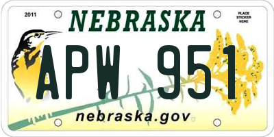 NE license plate APW951