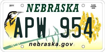 NE license plate APW954