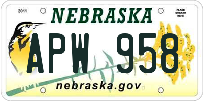 NE license plate APW958