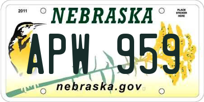 NE license plate APW959