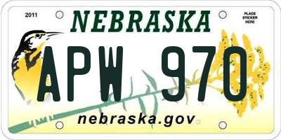 NE license plate APW970