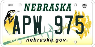 NE license plate APW975
