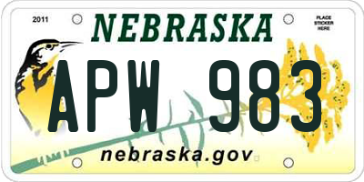 NE license plate APW983