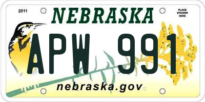 NE license plate APW991