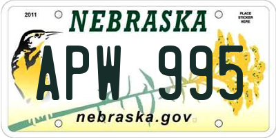 NE license plate APW995