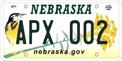 NE license plate APX002