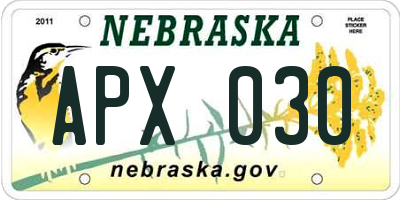 NE license plate APX030