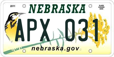 NE license plate APX031