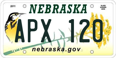NE license plate APX120
