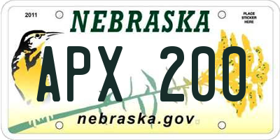 NE license plate APX200