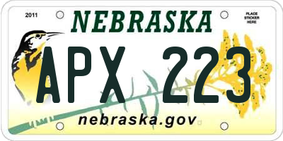 NE license plate APX223
