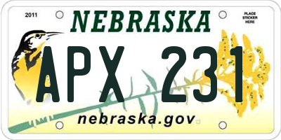 NE license plate APX231