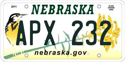 NE license plate APX232