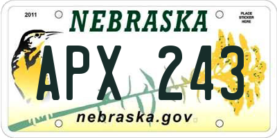NE license plate APX243