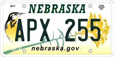 NE license plate APX255