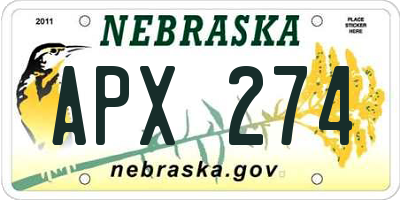 NE license plate APX274