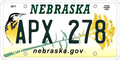 NE license plate APX278