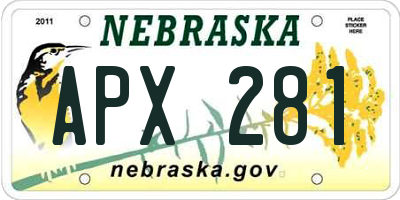 NE license plate APX281