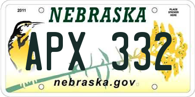 NE license plate APX332
