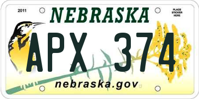NE license plate APX374