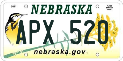 NE license plate APX520