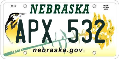 NE license plate APX532
