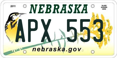 NE license plate APX553