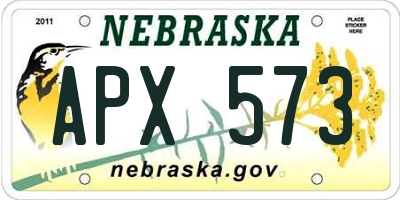 NE license plate APX573