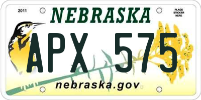 NE license plate APX575