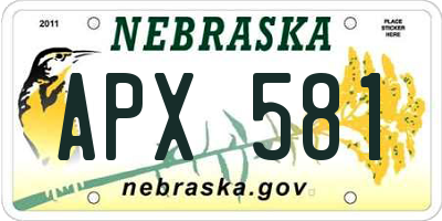 NE license plate APX581
