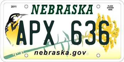 NE license plate APX636