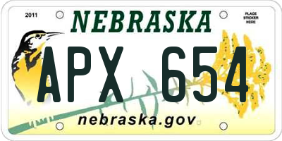 NE license plate APX654