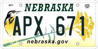 NE license plate APX671