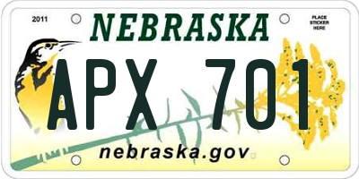 NE license plate APX701