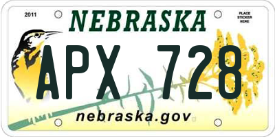 NE license plate APX728