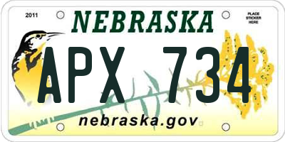 NE license plate APX734