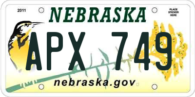 NE license plate APX749