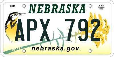 NE license plate APX792