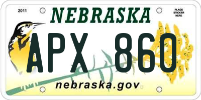 NE license plate APX860